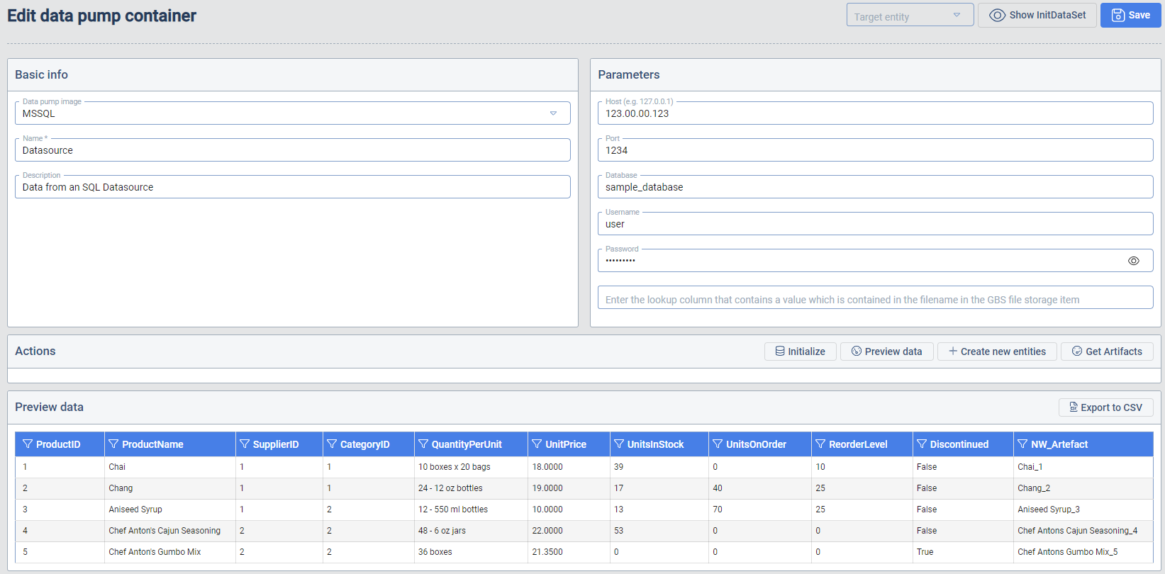 Dialog &quot;Data Pump Container&quot;