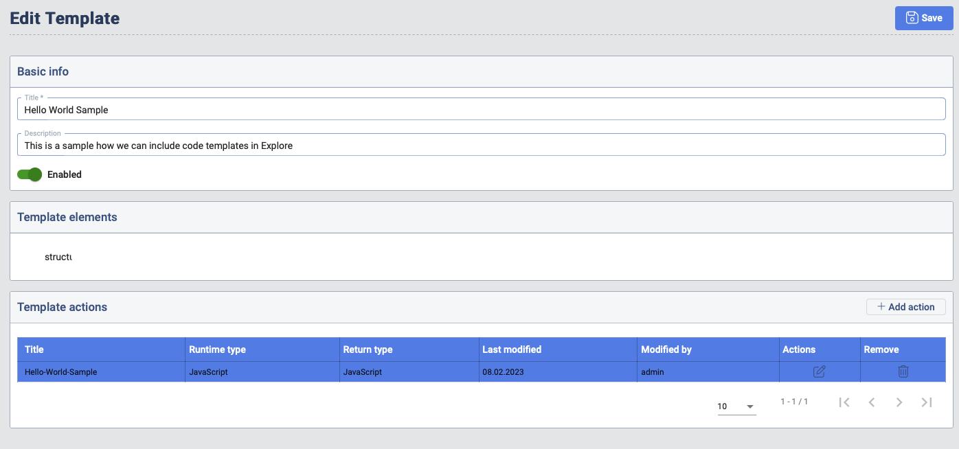 Integrations template editor