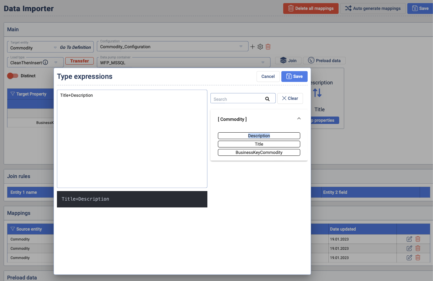 Data Importer type expressions