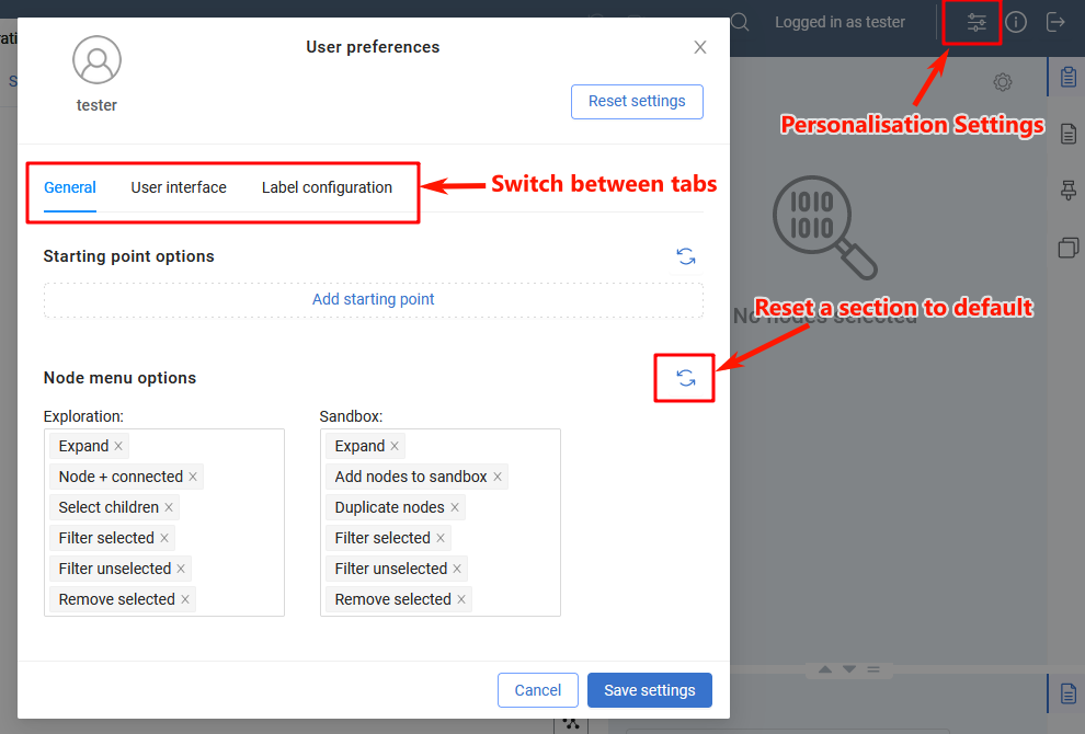 Personalisation General Settings